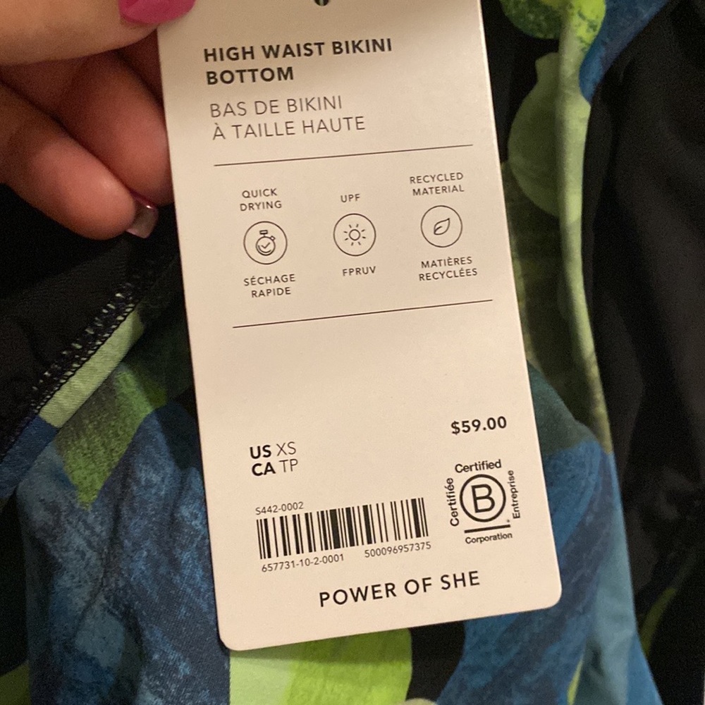 💚 Athleta High Waist Bikini Bottom // Liana Floral Green - Picture 4 of 12